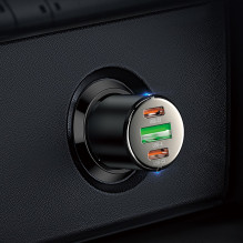 Automobilinis įkroviklis Hoco NZ6 PD45W 2xType-C / 1xUSB-A juodas Automobilinis įkroviklis Hoco NZ6 PD45W 2xType-C / 1xUSB-A juodas