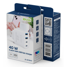 Įkroviklis USB UNIVERSAL 4P 40W / TA-UC-2A2C-PD40-01-W GEMBIRD Įkroviklis USB UNIVERSAL 4P 40W / TA-UC-2A2C-PD40-01-W GEMBIRD