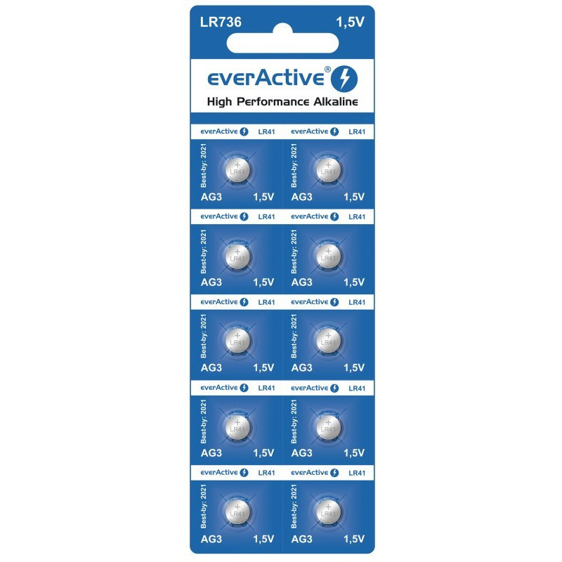 Mini šarminės baterijos „everActive G3 LR736 LR41“, 10 vnt.
