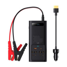 Baseus Car Power Inverter IGBT 300W / 220V (C+U + Dual EU plug) with 12V clamp cables (0.40m) and Cigarette Lighter Sock Baseus Car Power Inverter IGBT 300W / 220V (C+U + Dual EU plug) with 12V clamp cables (0.40m) and Cigarette Lighter Sock