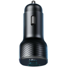 Joyroom Car Charger with Digital Display, C+C+U, 30W, Black (JR-CCD04)