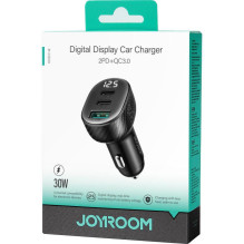 Joyroom Car Charger with Digital Display, C+C+U, 30W, Black (JR-CCD04)