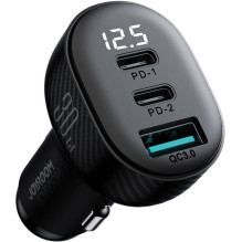 Joyroom Car Charger with Digital Display, C+C+U, 30W, Black (JR-CCD04)