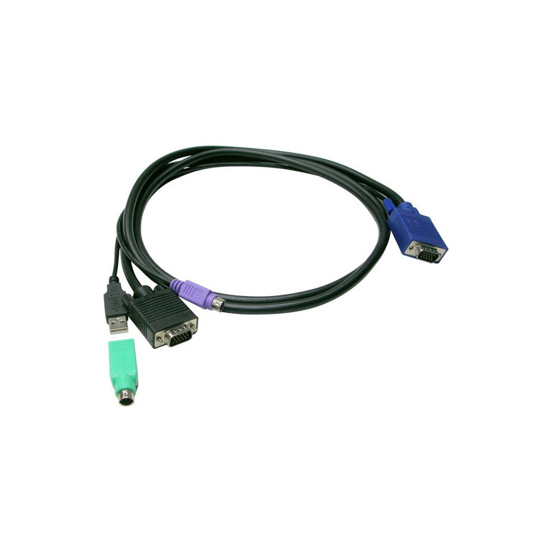 LevelOne KVM Kabel VGA-VGA,USB-A,PS / 2 5.00m Juoda