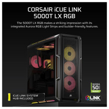 Corsair iCUE LINK 5000T LX PC-Gehäuse, Midi-Tower, E-ATX, RGB, Tempered Glass - Black Corsair iCUE LINK 5000T LX PC-Gehäuse, Midi-Tower, E-ATX, RGB, Tempered Glass - Black