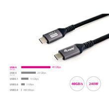 EQUIP 128383 USB4 Gen 3 C-auf-C-Kabel, M / M, 2.0 m, PD 240W, 8K / 60Hz, 40Gbps EQUIP 128383 USB4 Gen 3 C-auf-C-Kabel, M / M, 2.0 m, PD 240W, 8K / 60Hz, 40Gbps