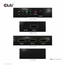 Club3D HDMI Switchbox 3 Eingänge – 1 Ausgang 8K60Hz UHD mažmeninė prekyba Club3D HDMI Switchbox 3 Eingänge – 1 Ausgang 8K60Hz UHD mažmeninė prekyba