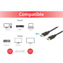 Equip DisplayPort 1.4 8K / 60Hz St / St 10.00m Black Equip DisplayPort 1.4 8K / 60Hz St / St 10.00m Black