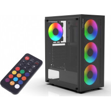 INCA Gehäuse Mid-Tower / ATX / MetallGlas / USB / RGB Black