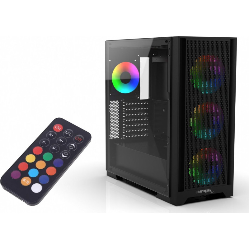 INCA Gehäuse Mid-Tower / ATX / Metall Glas / USB / RGB Black
