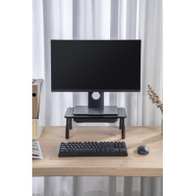 Monitorių stovas - Gembird MS-TABLE-D-01 reguliuojamas su stalčiumi plieninis juodas Monitorių stovas - Gembird MS-TABLE-D-01 reguliuojamas su stalčiumi plieninis juodas
