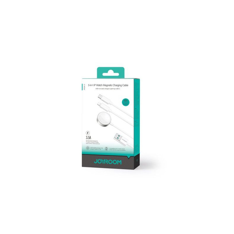 Joyroom Cable 3-in-1 C+Lightning+Wireless, 3.5A, 1,2m, White (S-IW008)