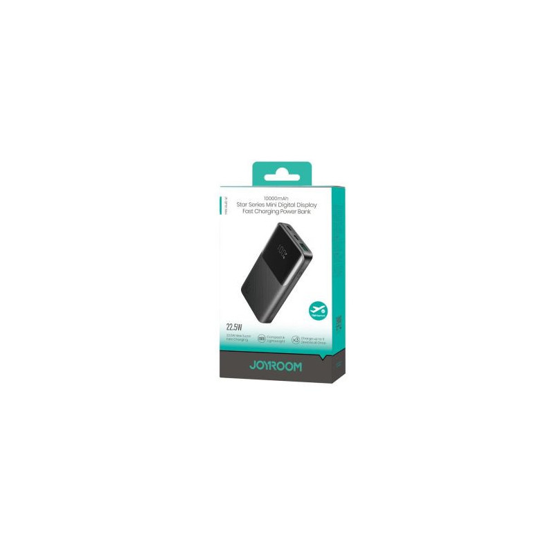Joyroom Mini Power Bank Star Series with Digital Display C+U+U, PD 22.5W, 10000 mAh, Black (JR-QP191)