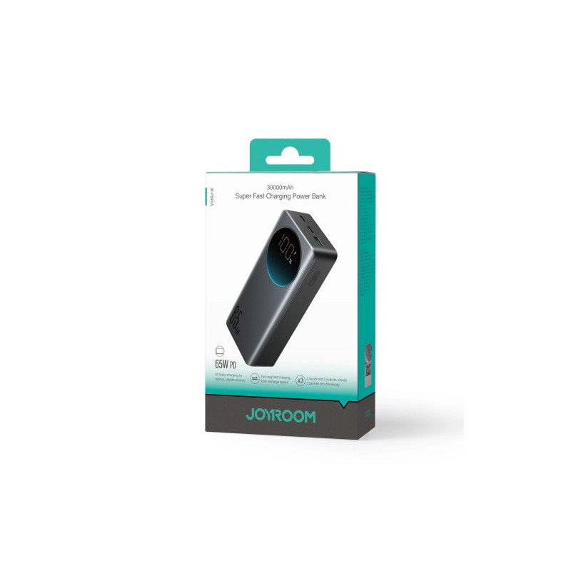 Joyroom Power Bank with Digital Display C+U+U, PD 65W, 30000 mAh, Black (JR-PBF05 Pro)