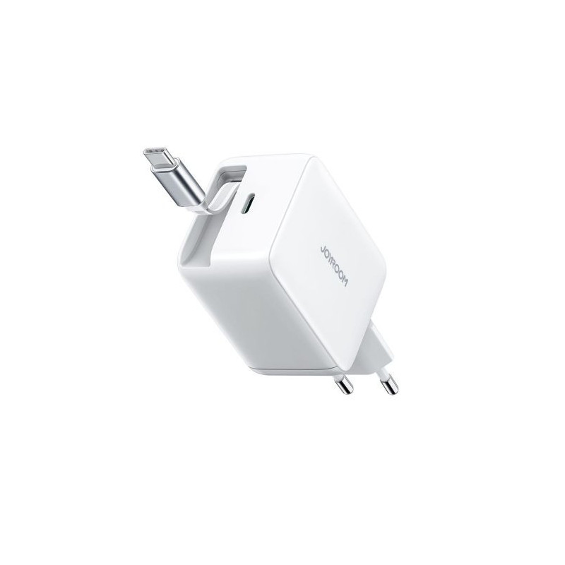 Joyroom Travel Charger GaN Fast Charger Type-C, 67W, PD 3.0, QC 5.0, PPS, UFCS, with Built-in Retractable Type-C cable (