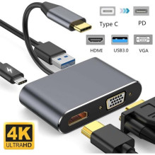 USB šakotuvas Reach USB-C to HUB PD + HDMI + VGA + USB 3.0