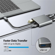 USB šakotuvas Reach USB-C to HUB PD + HDMI + VGA + USB 3.0 USB šakotuvas Reach USB-C to HUB PD + HDMI + VGA + USB 3.0