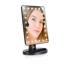 Rio MMSP-EU / 2,4 24 LED lietimui jautrus makiažo veidrodėlis, pritemdomas, juodas