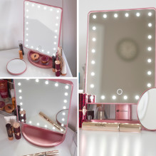 Rio MMSP-RG-EU / 1,2 24 LED Touch Dimmable Makeup Mirror, Rose Gold