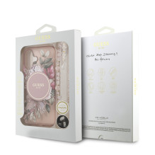 Case Guess IML Flowers Strap MagSafe Apple iPhone 17 pink Case Guess IML Flowers Strap MagSafe Apple iPhone 17 pink
