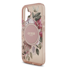 Case Guess IML Flowers Strap MagSafe Apple iPhone 17 pink Case Guess IML Flowers Strap MagSafe Apple iPhone 17 pink
