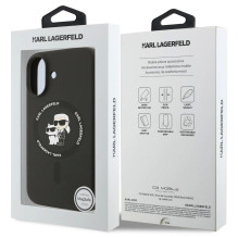 Dėklas Karl Lagerfeld Liquid Silicone Karl and Choupette MagSafe Apple iPhone 17 juodas