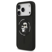 Case Karl Lagerfeld Liquid Silicone Karl and Choupette MagSafe Apple iPhone 17 Pro black