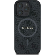 Dėklas Guess PU Leather 4G Colored Ring MagSafe Apple iPhone 16 Pro juodas