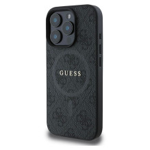 Case Guess PU Leather 4G Colored Ring MagSafe Apple iPhone 16 Pro Max black