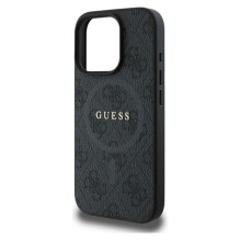 Case Guess PU Leather 4G Colored Ring MagSafe Apple iPhone 16 Pro Max black
