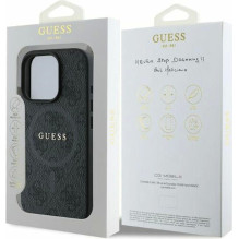 Case Guess PU Leather 4G Colored Ring MagSafe Apple iPhone 16 Pro Max black