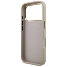 Case Guess PU Leather 4G Strass Triangle Logo Gold Frame MagSafe Apple iPhone 17 Pro pink