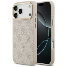 Case Guess PU Leather 4G Gold Frame MagSafe Apple iPhone 17 Pro Max pink