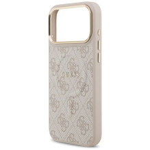 Case Guess PU Leather 4G Gold Frame MagSafe Apple iPhone 17 Pro Max pink