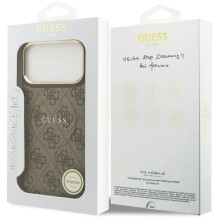 Dėklas Guess PU Leather 4G Gold Frame MagSafe Apple iPhone 17 Pro rudas Dėklas Guess PU Leather 4G Gold Frame MagSafe Apple iPhone 17 Pro rudas