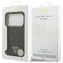 Dėklas Guess PU Leather 4G Strass Triangle Logo Gold Frame MagSafe Apple iPhone 17 Pro Max juodas Dėklas Guess PU Leather 4G Strass Triangle Logo Gold Frame MagSafe Apple iPhone 17 Pro Max juodas