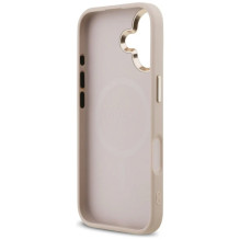 Dėklas Guess PU Leather 4G Strass Triangle Logo Gold Frame MagSafe Apple iPhone 17 rožinis Dėklas Guess PU Leather 4G Strass Triangle Logo Gold Frame MagSafe Apple iPhone 17 rožinis