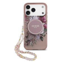 Case Guess IML Flowers Strap MagSafe Apple iPhone 17 Pro Max pink Case Guess IML Flowers Strap MagSafe Apple iPhone 17 Pro Max pink