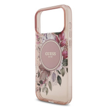 Case Guess IML Flowers Strap MagSafe Apple iPhone 17 Pro Max pink Case Guess IML Flowers Strap MagSafe Apple iPhone 17 Pro Max pink