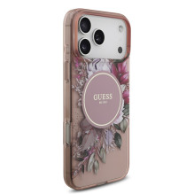 Case Guess IML Flowers Strap MagSafe Apple iPhone 17 Pro Max pink Case Guess IML Flowers Strap MagSafe Apple iPhone 17 Pro Max pink