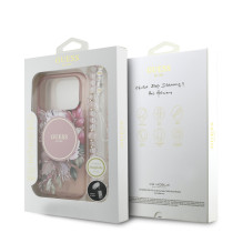 Case Guess IML Flowers Strap MagSafe Apple iPhone 17 Pro pink