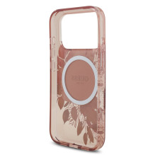 Case Guess IML Flowers Strap MagSafe Apple iPhone 17 Pro pink