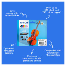 Epson 250 smuiko „Claria Photo HD“ rašalo kasetė Epson 250 smuiko „Claria Photo HD“ rašalo kasetė