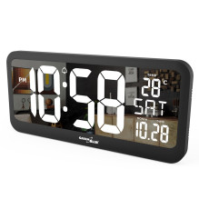 Large Digital Clock Wall Mount Free Standing with Temperature Sensor 37x17cm LCD Display Power Adapter & Battery Ope Large Digital Clock Wall Mount Free Standing with Temperature Sensor 37x17cm LCD Display Power Adapter & Battery Ope