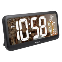 Large Digital Clock Wall Mount Free Standing with Temperature Sensor 37x17cm LCD Display Power Adapter & Battery Ope Large Digital Clock Wall Mount Free Standing with Temperature Sensor 37x17cm LCD Display Power Adapter & Battery Ope