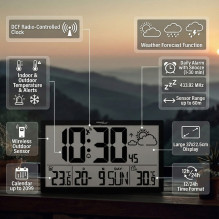 GreenBlue GB218 Extra Large LCD Wall Clock with Weather Station Temperature and Date Display GreenBlue GB218 Extra Large LCD Wall Clock with Weather Station Temperature and Date Display