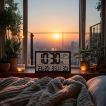 GreenBlue GB218 Extra Large LCD Wall Clock with Weather Station Temperature and Date Display GreenBlue GB218 Extra Large LCD Wall Clock with Weather Station Temperature and Date Display