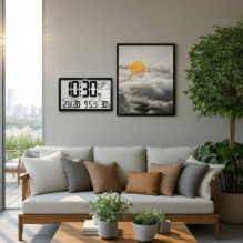 „GreenBlue GB218“ ypač didelis LCD sieninis laikrodis su meteorologine stotele, temperatūros ir datos ekranu „GreenBlue GB218“ ypač didelis LCD sieninis laikrodis su meteorologine stotele, temperatūros ir datos ekranu