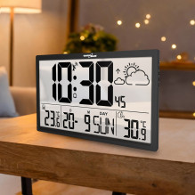 „GreenBlue GB218“ ypač didelis LCD sieninis laikrodis su meteorologine stotele, temperatūros ir datos ekranu „GreenBlue GB218“ ypač didelis LCD sieninis laikrodis su meteorologine stotele, temperatūros ir datos ekranu