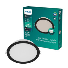 Recessed Philips LED luminaire, 16.5W, 3000K, Ø16.5, black